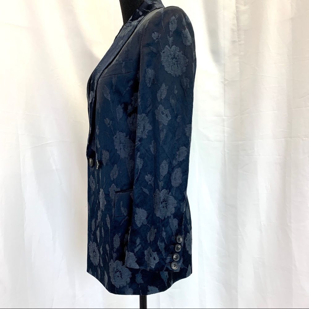 REISS Peony jacket jacquard double breasted blazer in navy Sz 6 NWOT - Picture 8 of 17